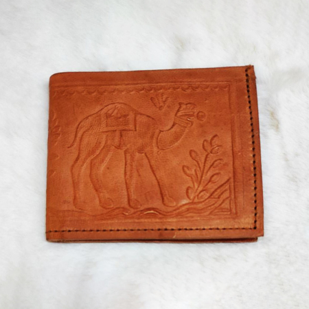 Namaste India Handicrafts Gents Purse - Camel Print Leather Royal Brown