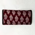 3 Fold Handblock Printed Cotton Wallet with Leatherette (Cherry)