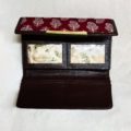 3 Fold Handblock Printed Cotton Wallet with Leatherette (Cherry)