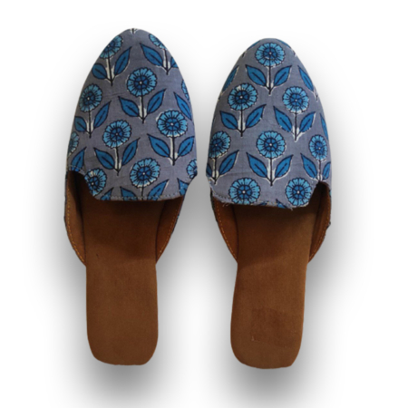 Namaste India Handicrafts Block Print Slipper Fabric (Blue)