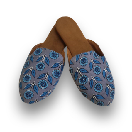 Namaste India Handicrafts Block Print Slipper Fabric (Blue)